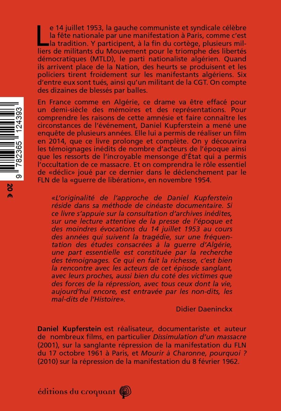 Les balles du 14 juillet 1953 - Daniel Kupferstein - CROQUANT