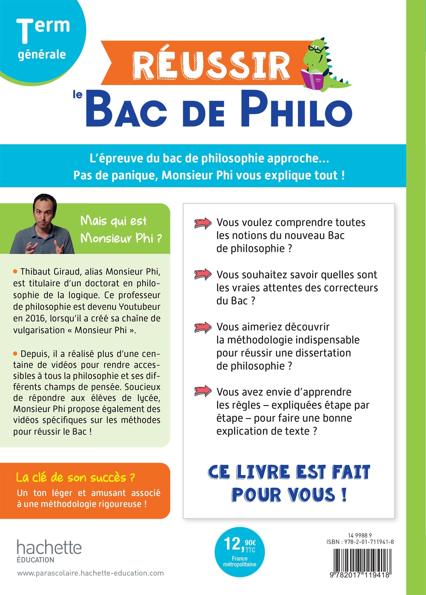 Réussir le Bac de Philo -  Monsieur Phi - HACHETTE EDUC