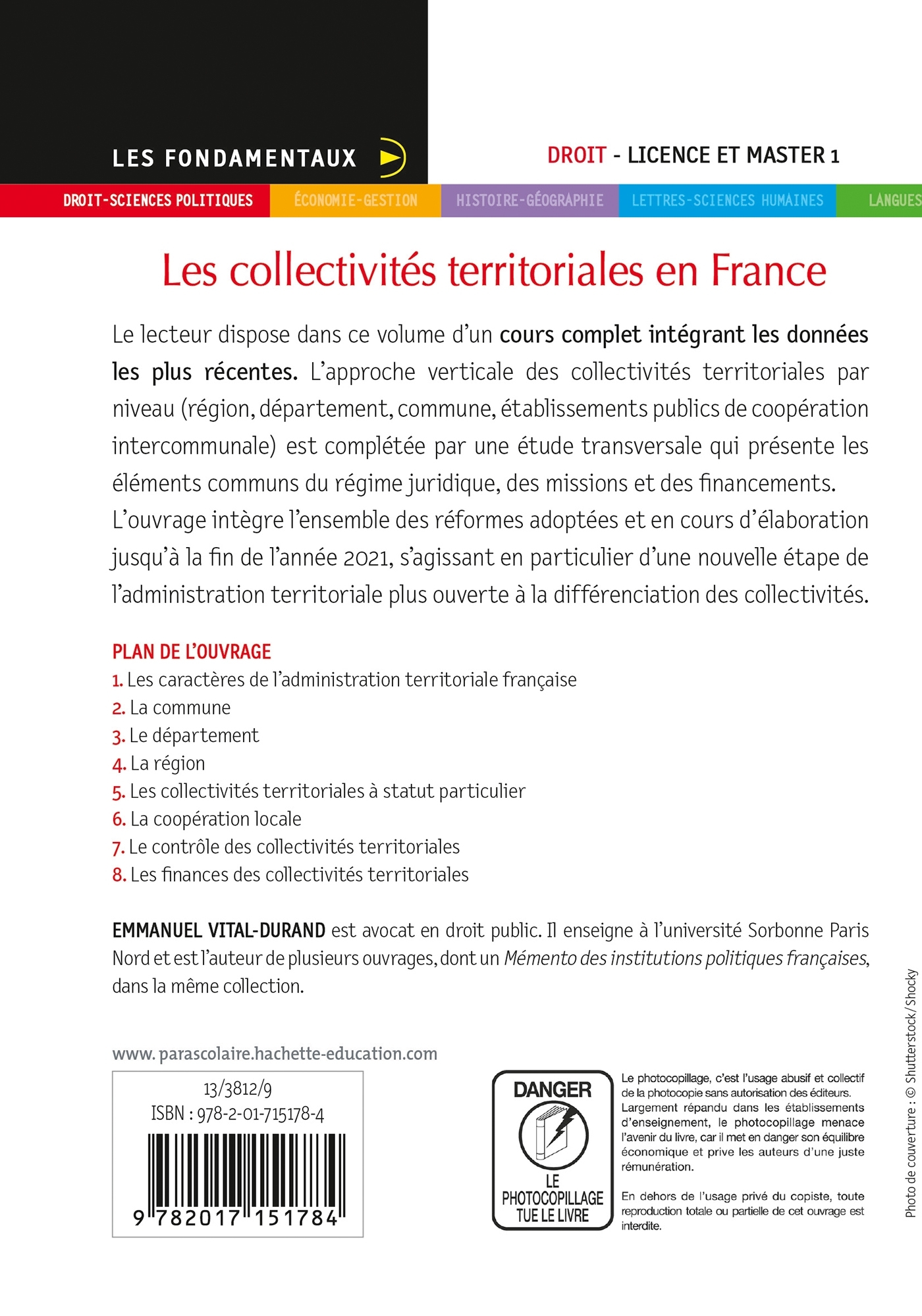 Fondamentaux - Les collectivités territoriales en France - Emmanuel Vital-Durand - HACHETTE EDUC