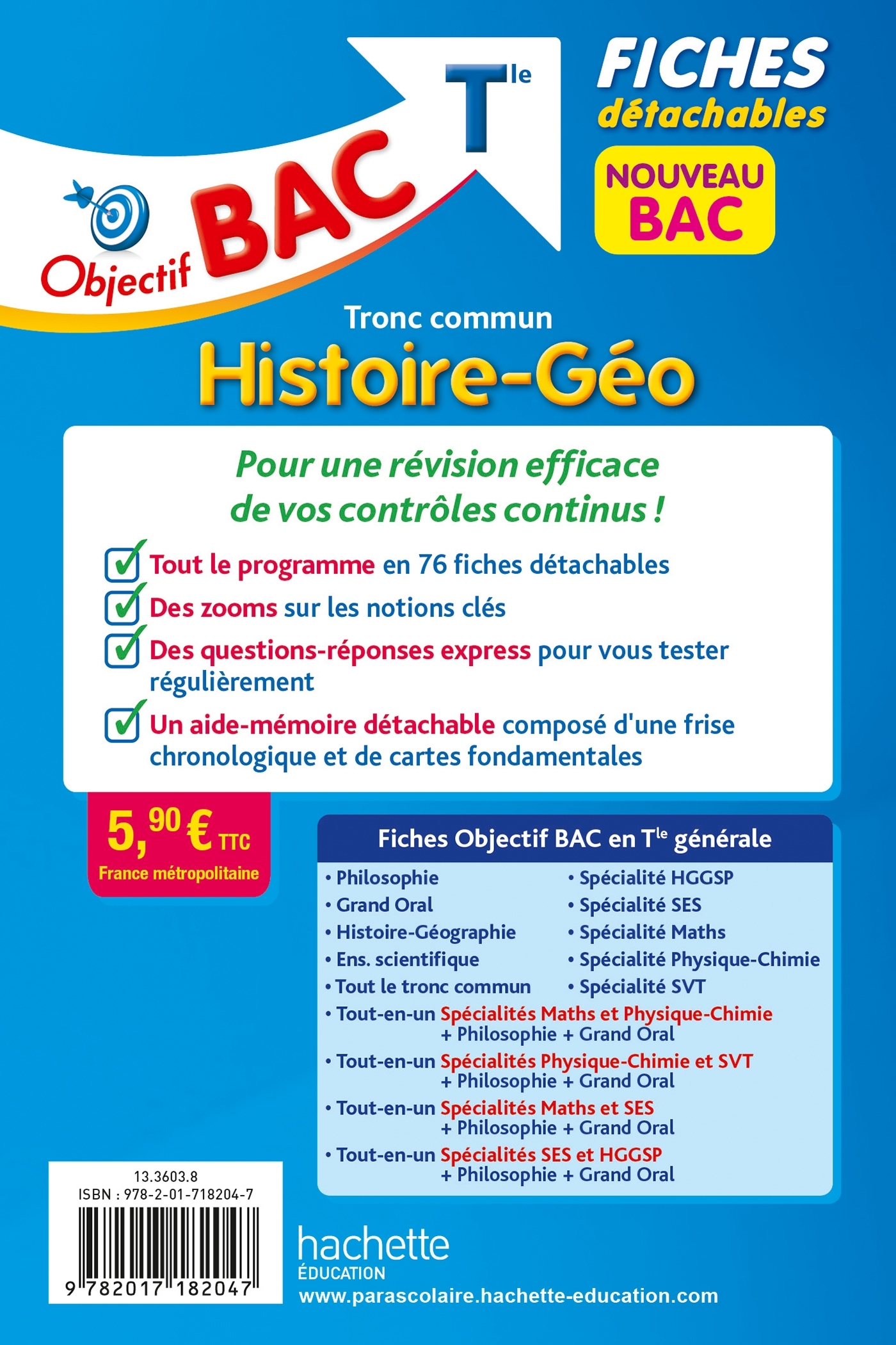 Objectif BAC Fiches détachables Histoire-Géographie Tronc commun Terminale - Léonard Arnaud - HACHETTE EDUC