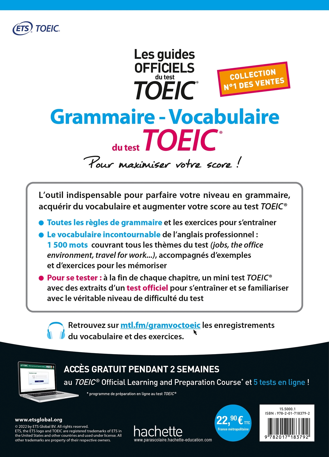 Grammaire - Vocabulaire TOEIC® (conforme au nouveau test TOEIC®) -  ETS - HACHETTE EDUC