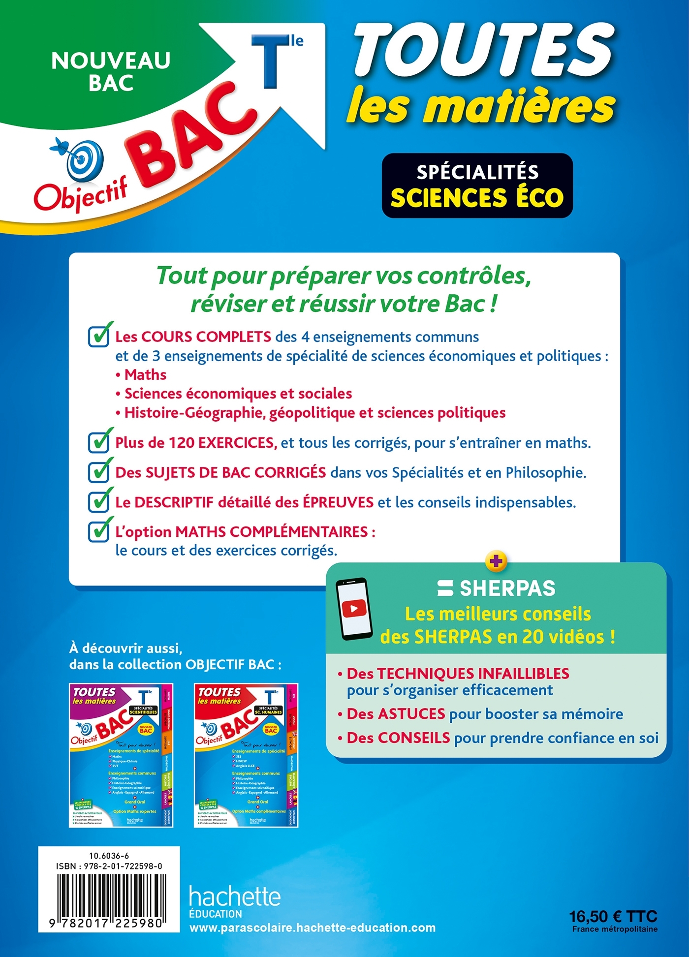 Objectif BAC 2025 - Tle Spécialités Sciences éco Toutes les matières - A Blin - HACHETTE EDUC