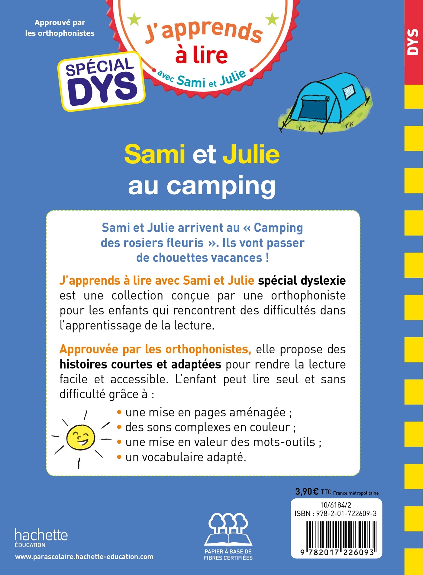 Sami et Julie- Spécial DYS (dyslexie)  Sami et Julie au camping - Emmanuelle Massonaud - HACHETTE EDUC