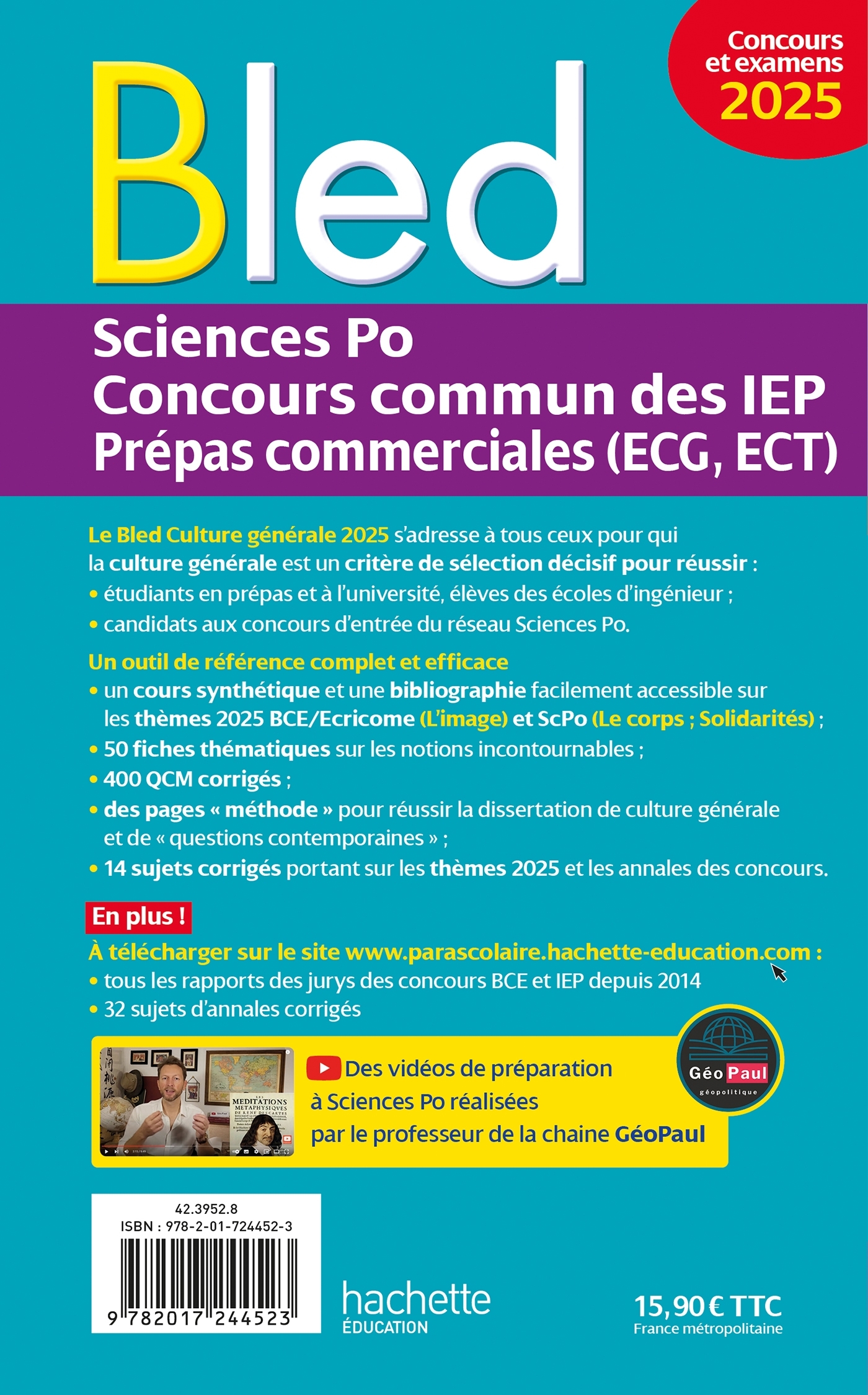 Bled - Culture générale 2025 - Sciences Po, concours commun des IEP, prépas ECG ECT - Philippe Solal - HACHETTE EDUC