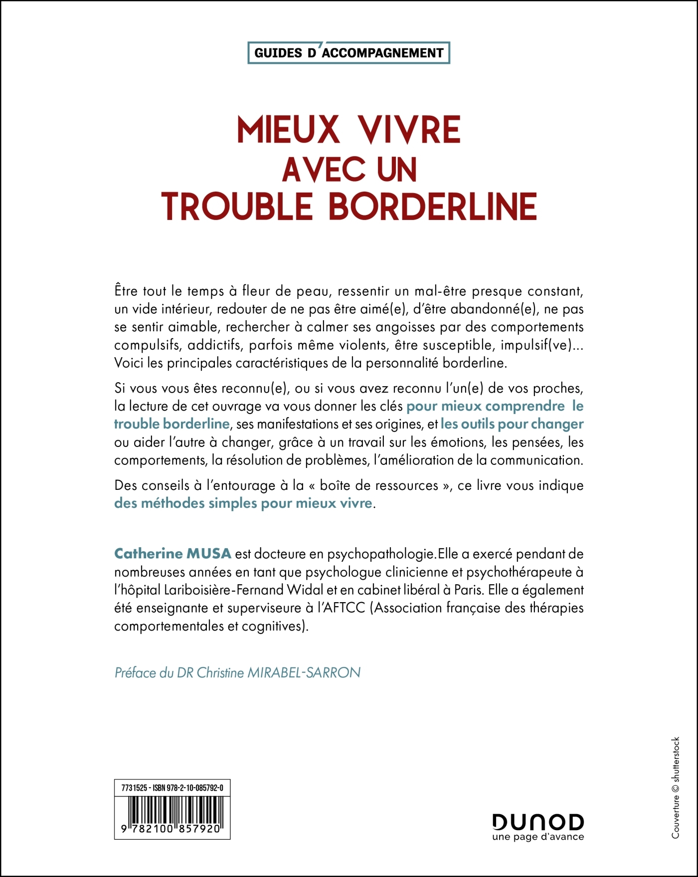 Mieux vivre avec un trouble borderline - 3e éd. - Catherine Musa - DUNOD