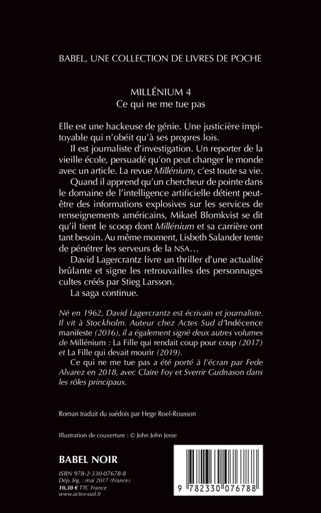 Millénium 4 - Ce qui ne me tue pas - David Lagercrantz - ACTES SUD