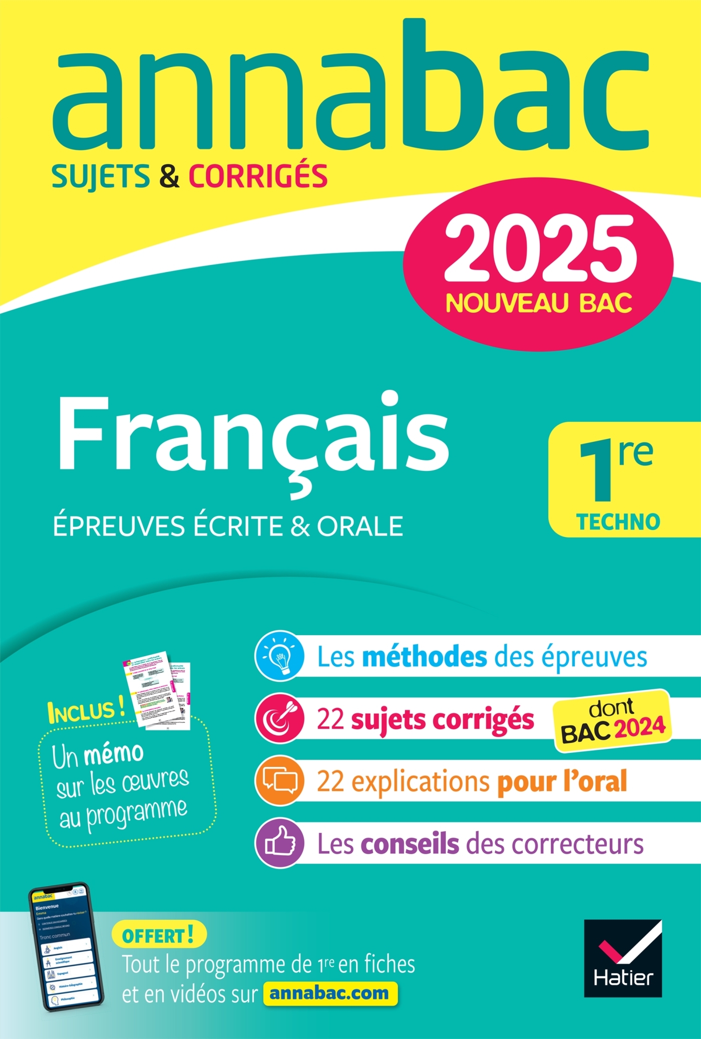 Annales du bac Annabac 2025 Français 1re technologique (bac de français écrit & oral) - Hélène Bernard - HATIER