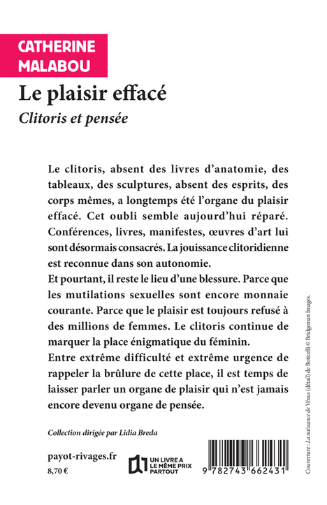 Le plaisir effacé - Catherine Malabou - RIVAGES