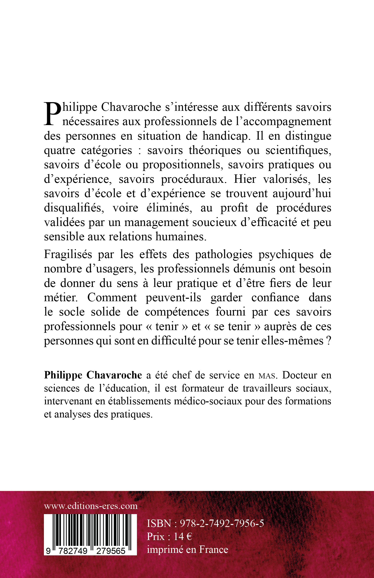 Que sont devenus les savoirs professionnels en médico-social ? - Philippe Chavaroche - ERES