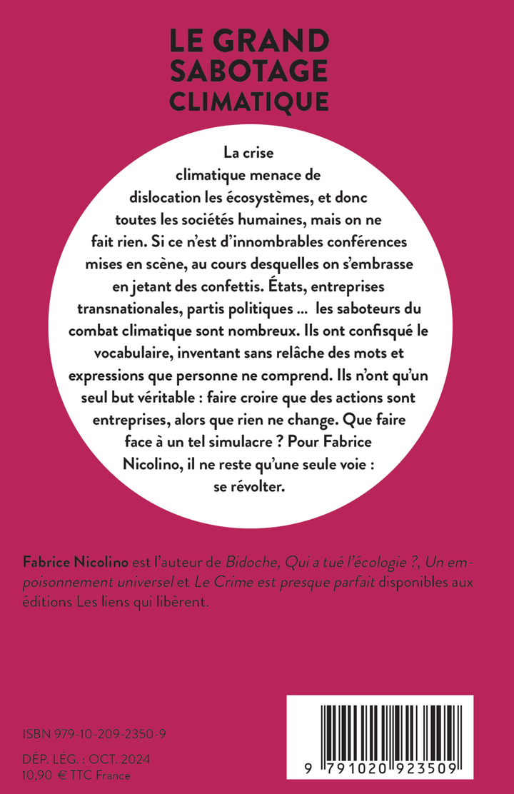 Le grand sabotage climatique -  NICOLINO FABRICE - LIENS LIBERENT