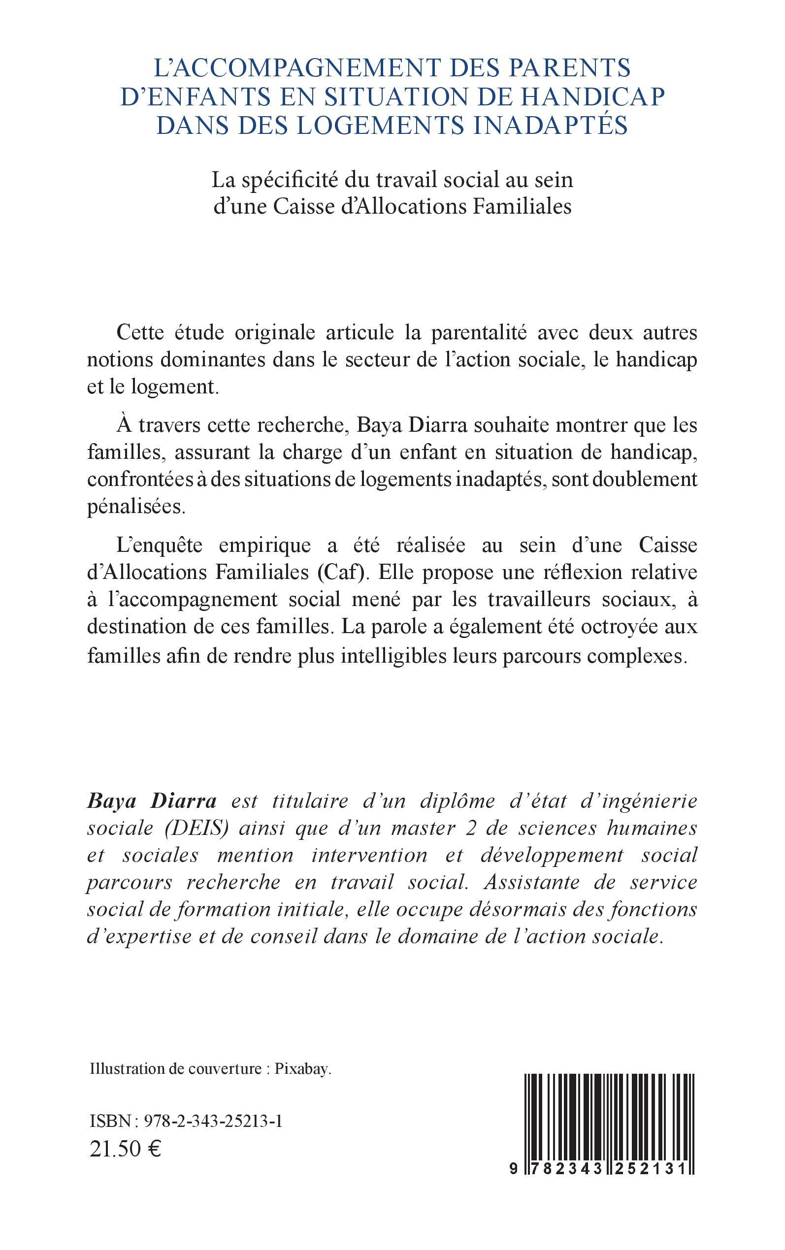 L'accompagnement des parents d'enfants en situation de handicap dans des logements inadaptés - Baya Diarra - L'HARMATTAN