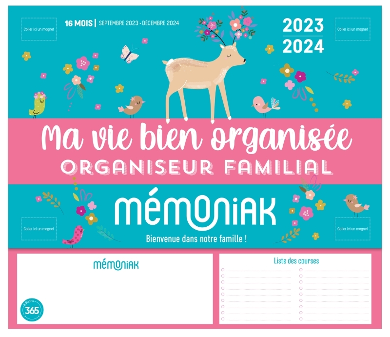 Mini-organiseur Mémoniak Ma vie bien organisée, calendrier mensuel sept. 2023- déc. 2024 - Yolande SIX - 365 PARIS