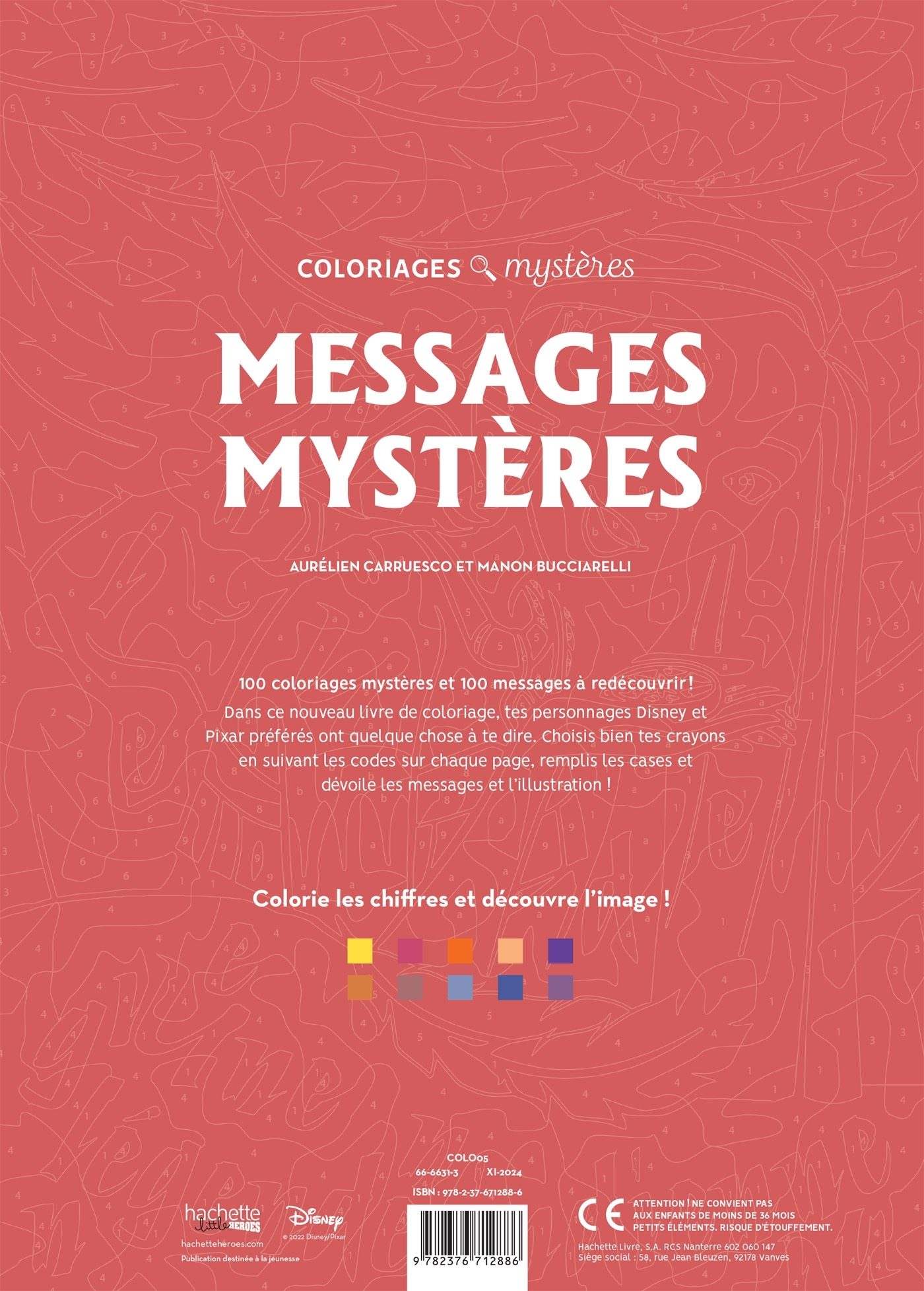 Coloriages mystères Disney - Messages mystères -  - HACHETTE HEROES