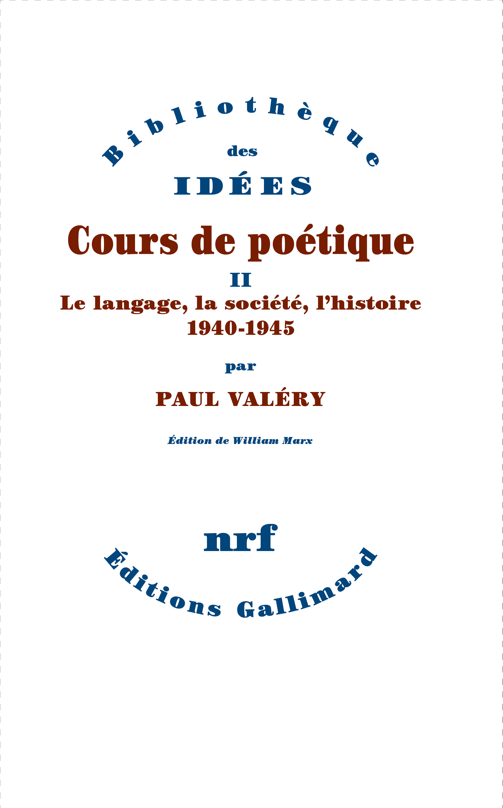 Cours de poétique - Paul VALERY - GALLIMARD