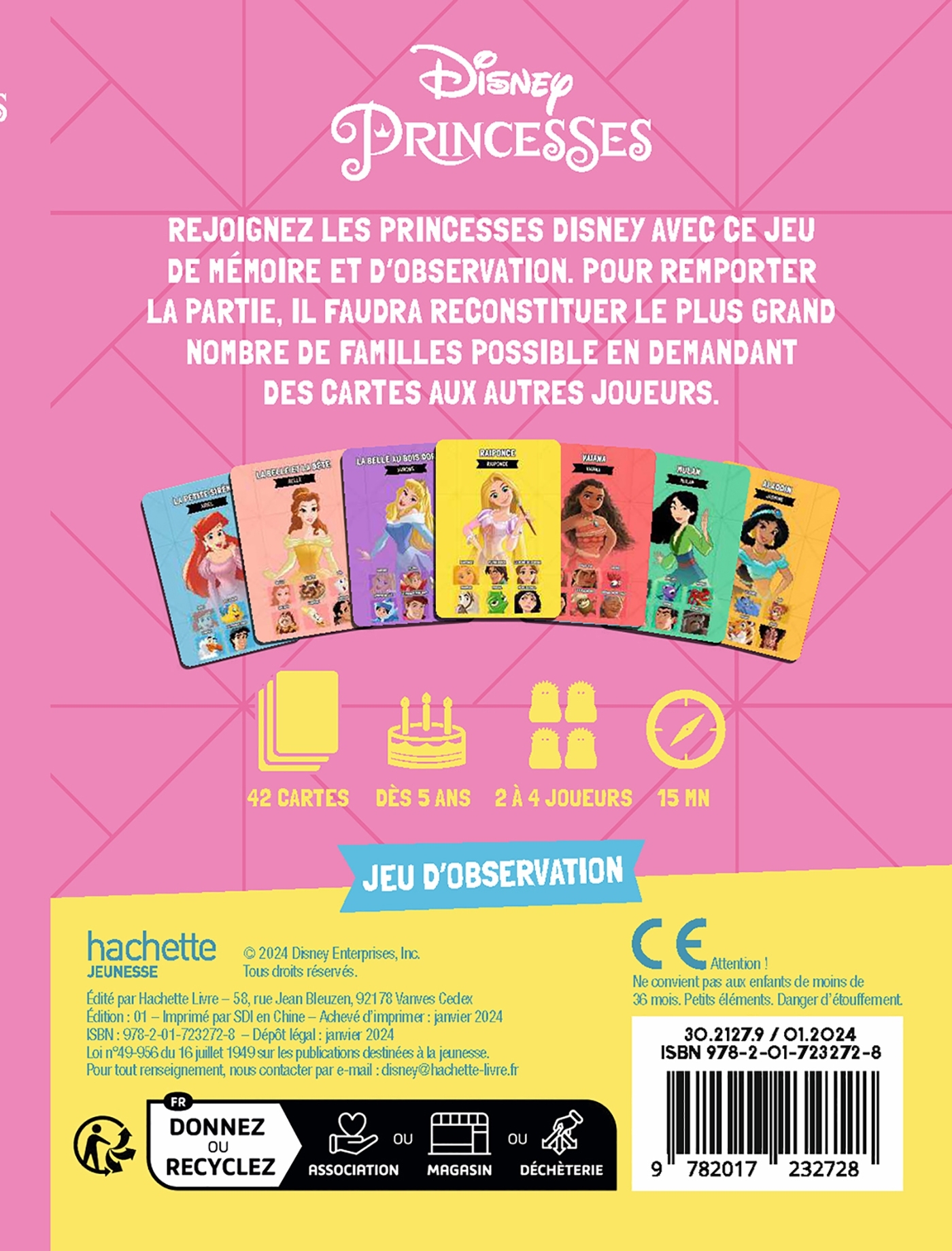 DISNEY PRINCESSES - Jeu de cartes - 7 familles - XXX - DISNEY HACHETTE