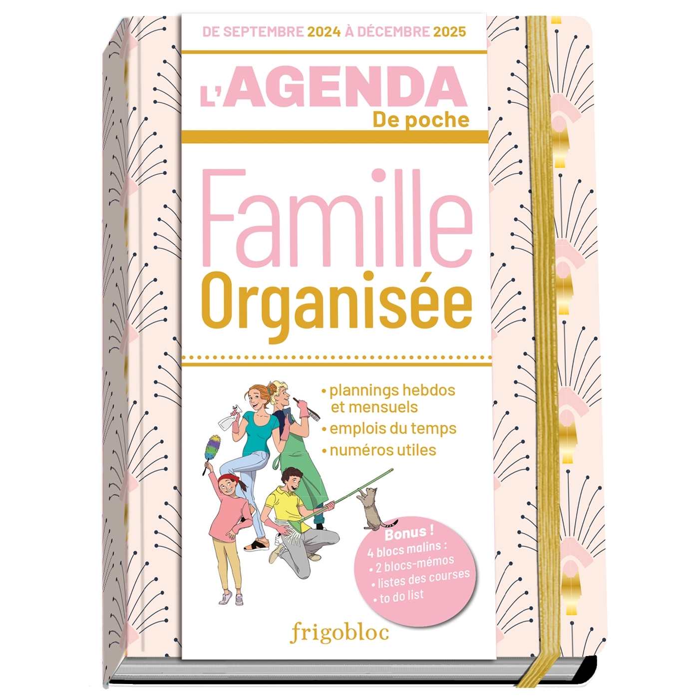 Agenda de poche 2025 de la famille organisée - rose (de sept. 2024 à déc. 2025) -   - PLAY BAC