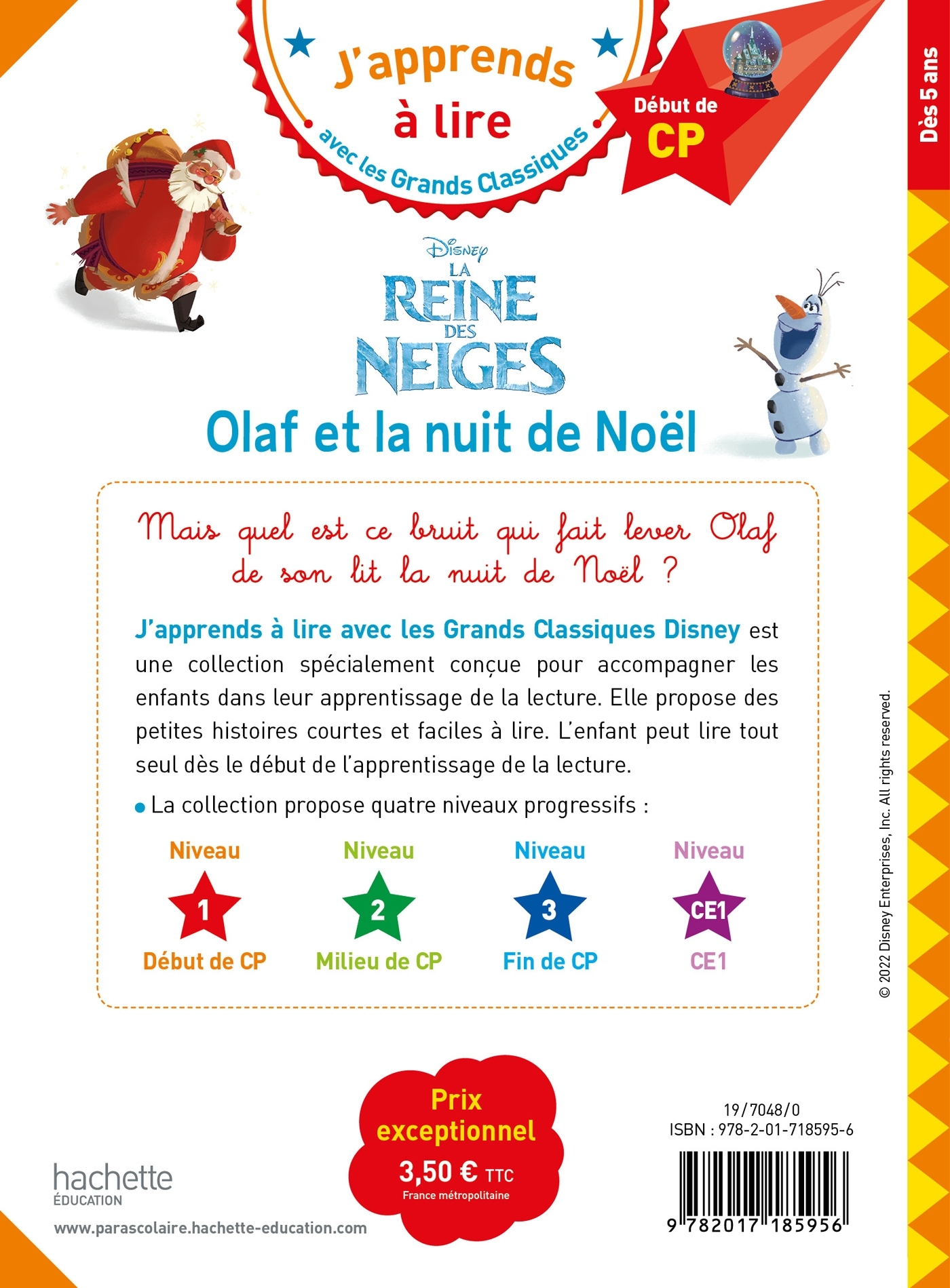 Disney - Olaf et la nuit de noël !, CP Niveau 1 - Isabelle Albertin - HACHETTE EDUC