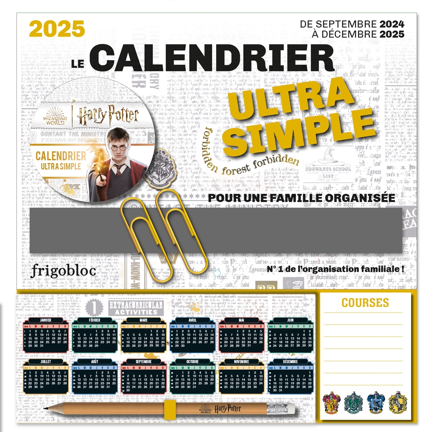 Frigobloc Mini Calendrier Ultra Simple Harry Potter (de sept. 2024 à déc. 2025) -   - PLAY BAC