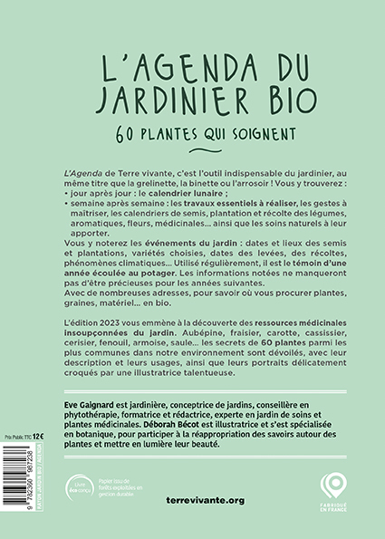 L'agenda 2023 du jardinier bio - Eve Gaignard - TERRE VIVANTE