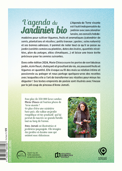 L'agenda 2024 du jardinier bio - Marie Chioca - TERRE VIVANTE