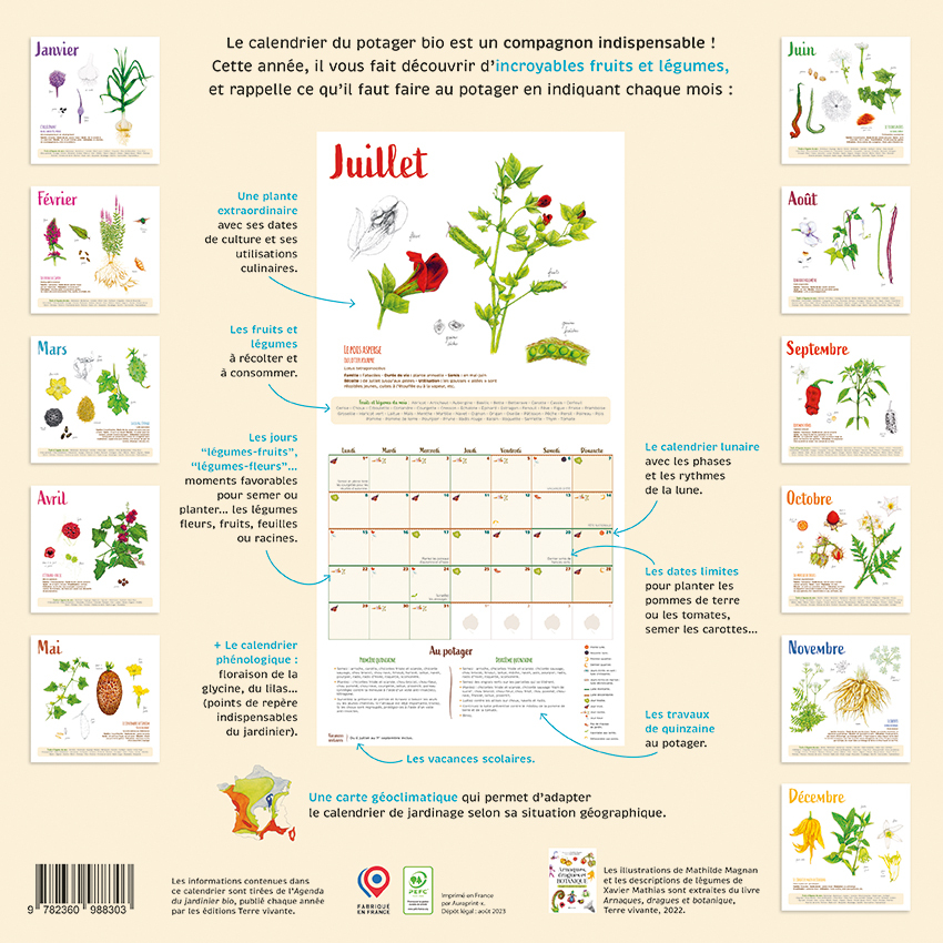 Le calendrier 2024 du potager bio - Mathilde Magnan - TERRE VIVANTE