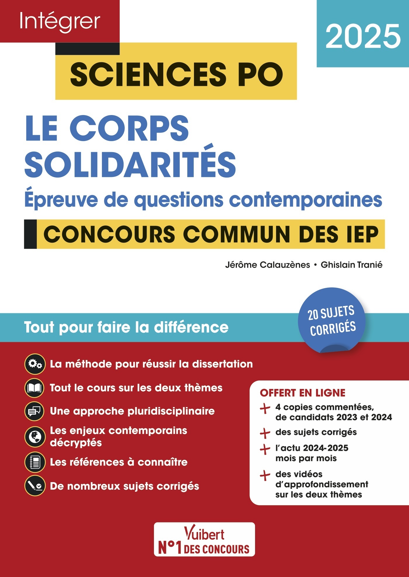 Sciences Po - Questions contemporaines - Le corps + Solidarités - Concours commun des IEP 2025 - Ghislain Tranié - VUIBERT