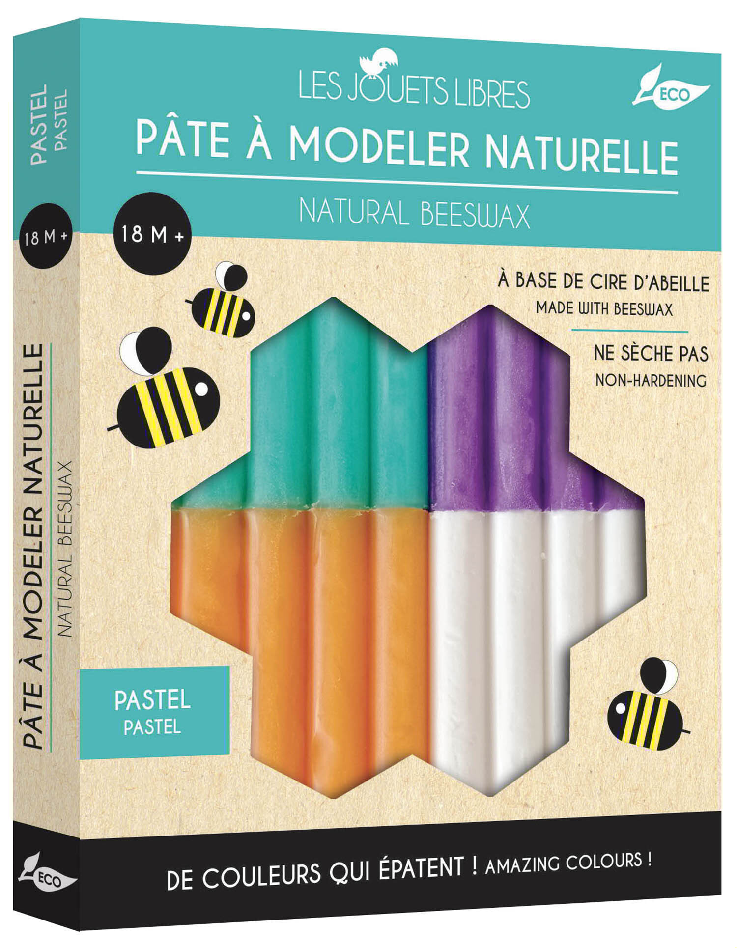 PÂTE À MODELER CIRE D'ABEILLE - 4 COULEURS PASTEL - XXX - JOUETS LIBRES