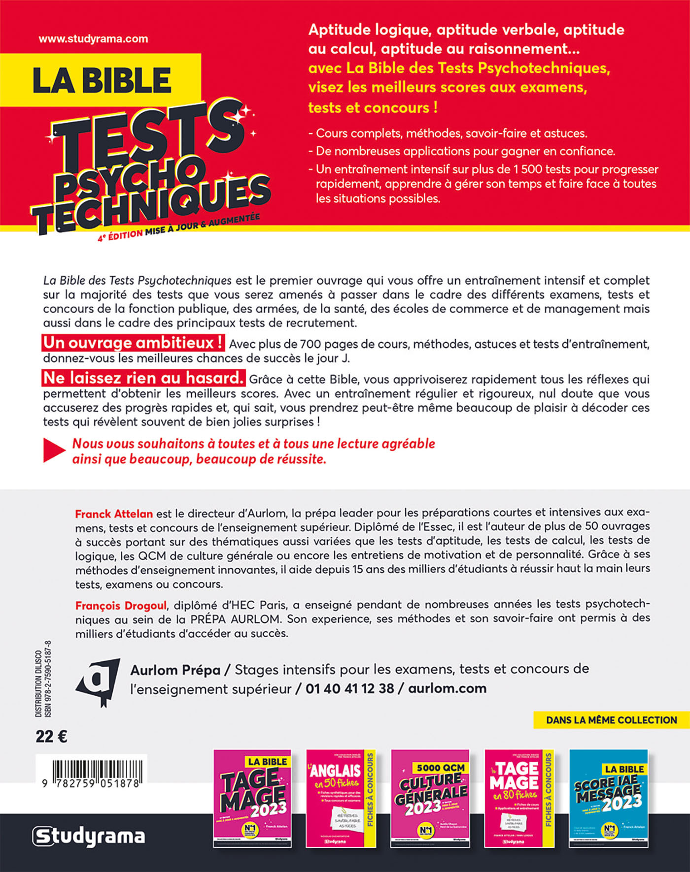 La bible : Tests psychotechniques - Franck Attelan - STUDYRAMA