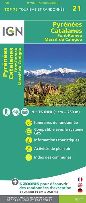 TOP75021 PYRENEES CATALANES FONT ROMEU MASSIF DU CANIGOU - XXX - IGN