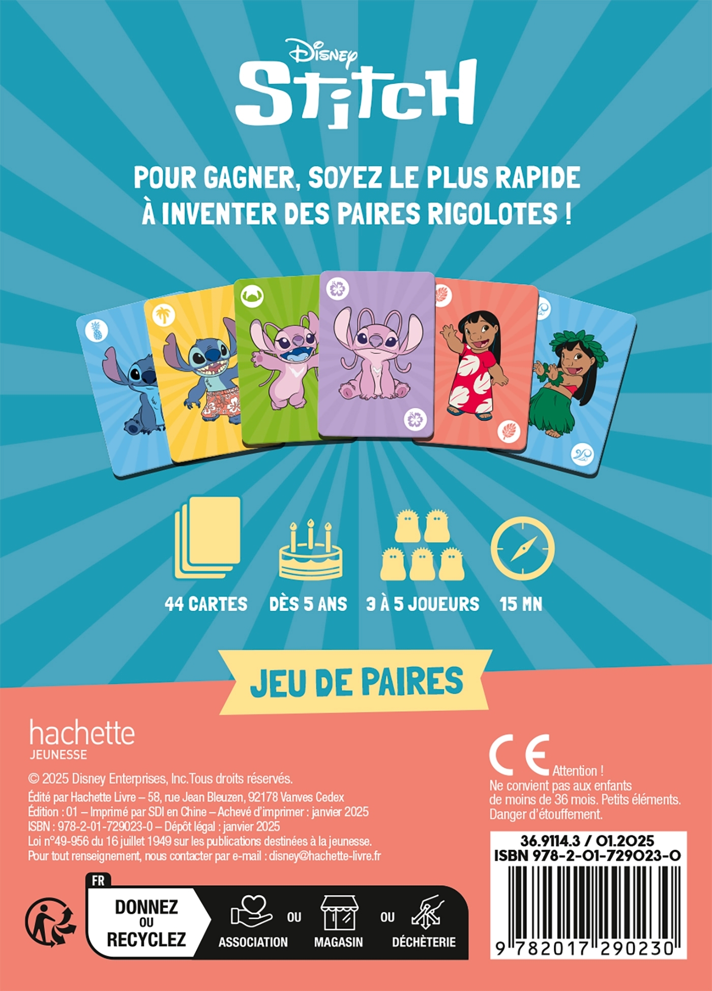 STITCH - Jeu de cartes - Les Deux font la paire - XXX - DISNEY HACHETTE