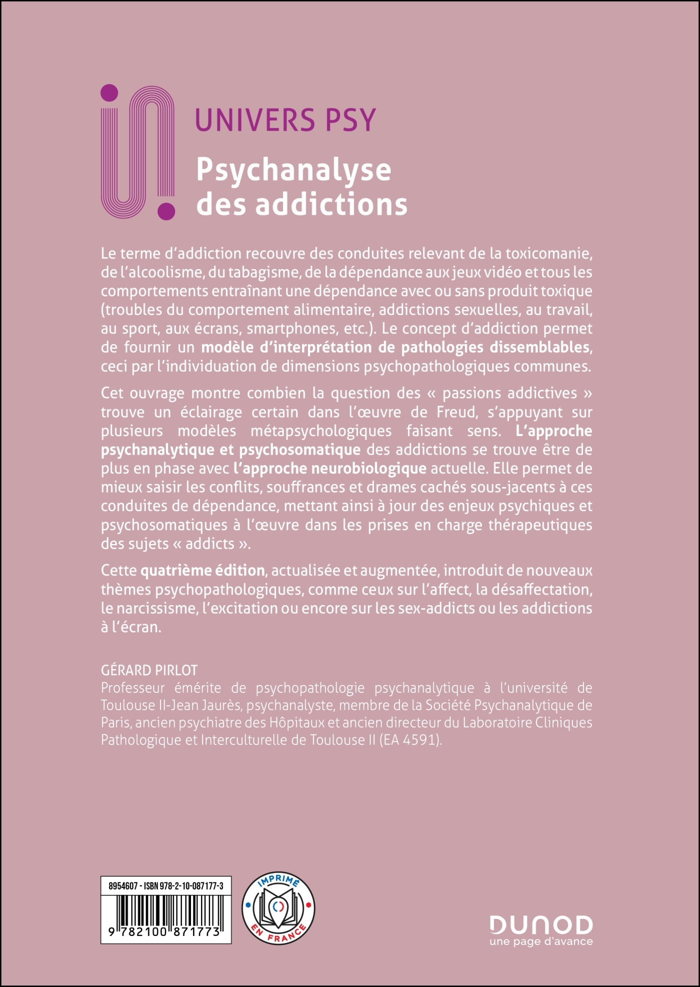 Psychanalyse des addictions - 4e éd. - Gérard Pirlot - DUNOD