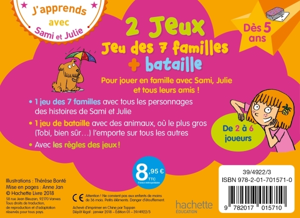 J'apprends avec Sami et Julie : Jeu des 7 familles + bataille - Thérèse Bonté - HACHETTE EDUC