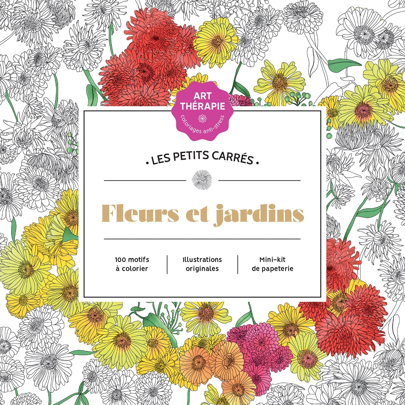 Les petits carrés d'Art-thérapie Fleurs et jardins - Pauline Bloquel - HACHETTE HEROES