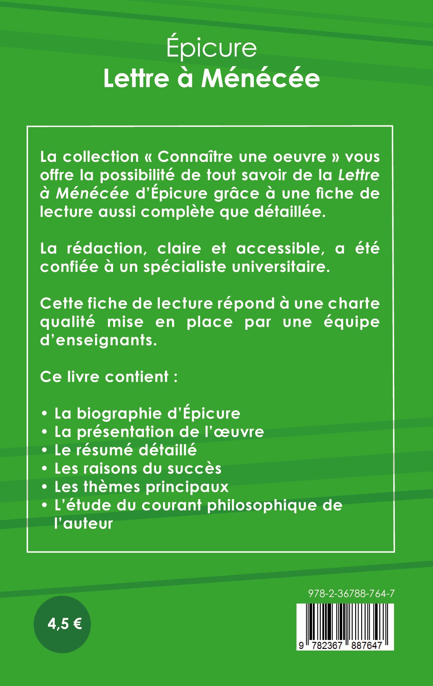 Fiche de lecture Lettre à Ménécée (Analyse philosophique de référence et résumé complet) -  Épicure - CENACLE