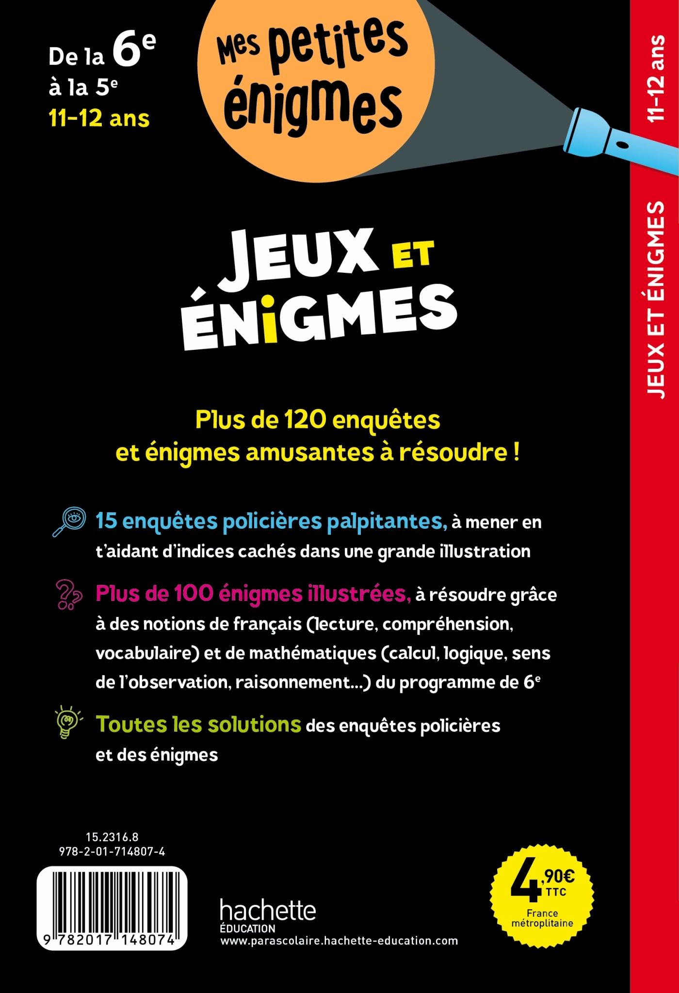 Jeux et énigmes - De la 6e à la 5e - Cahier de vacances 2024 - Michèle Lecreux - HACHETTE EDUC