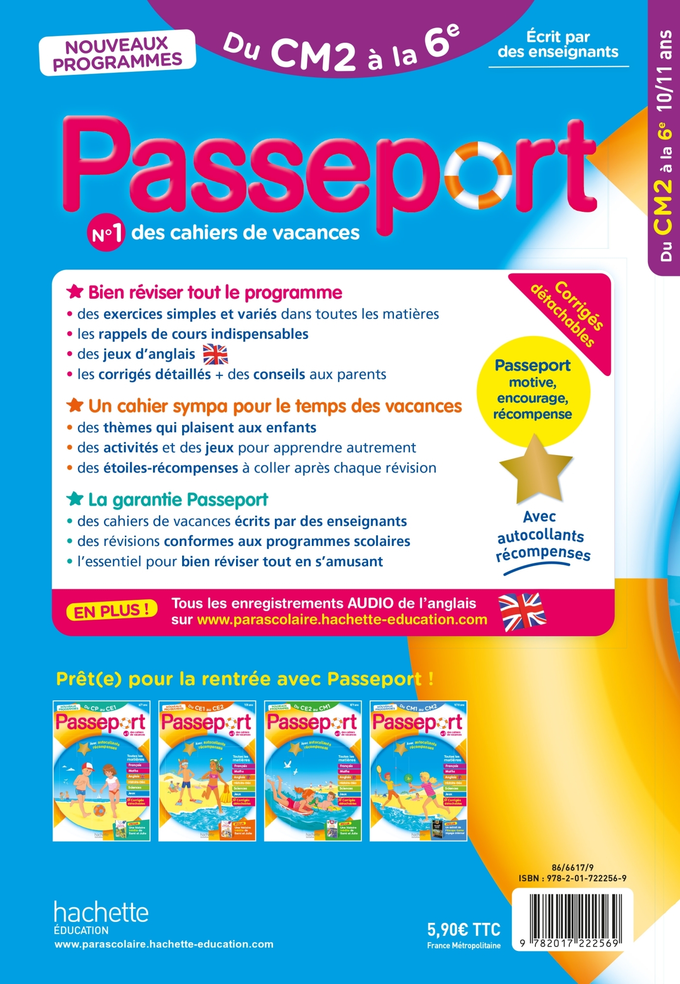 Passeport - Du CM2 à la 6ème 10/11 ans - Cahier de vacances 2024 - Eliane Masclet - HACHETTE EDUC