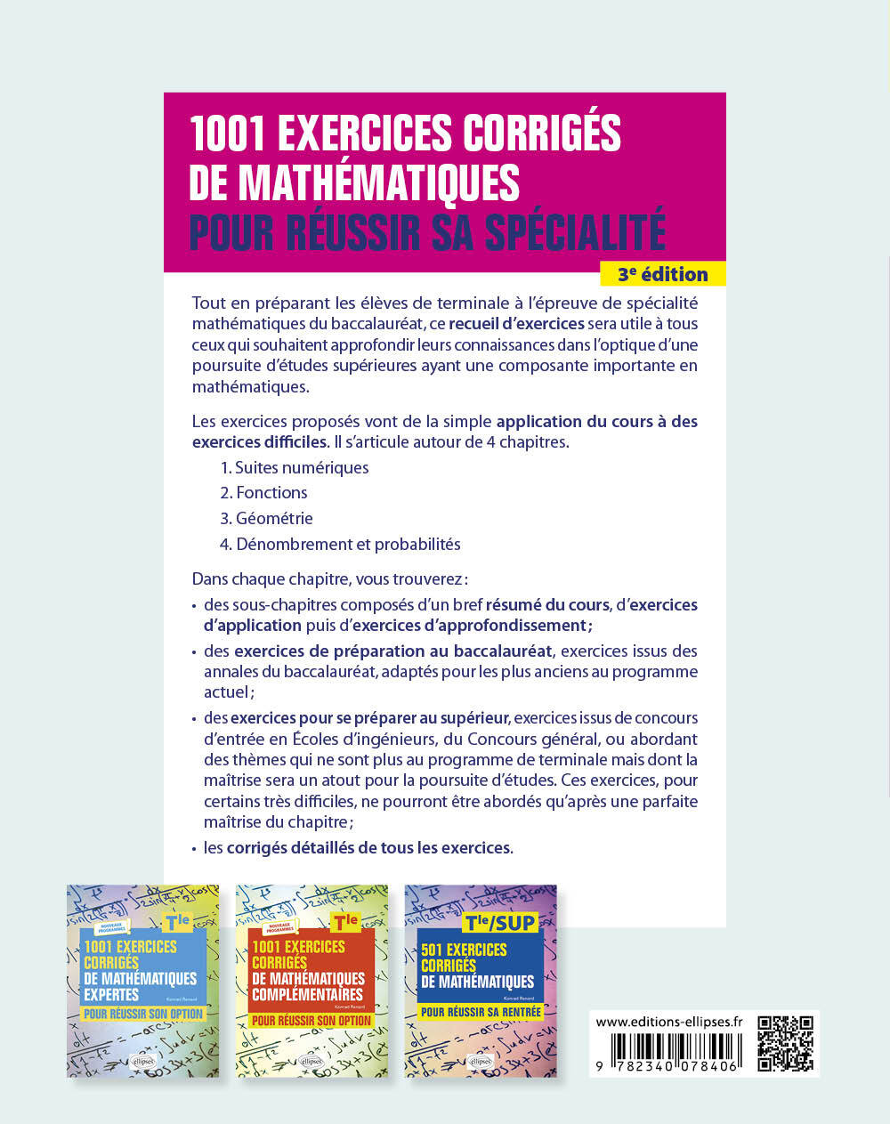 1001 exercices corrigés de Mathématiques - Pour réussir sa spécialité - Terminale - Konrad Renard - ELLIPSES