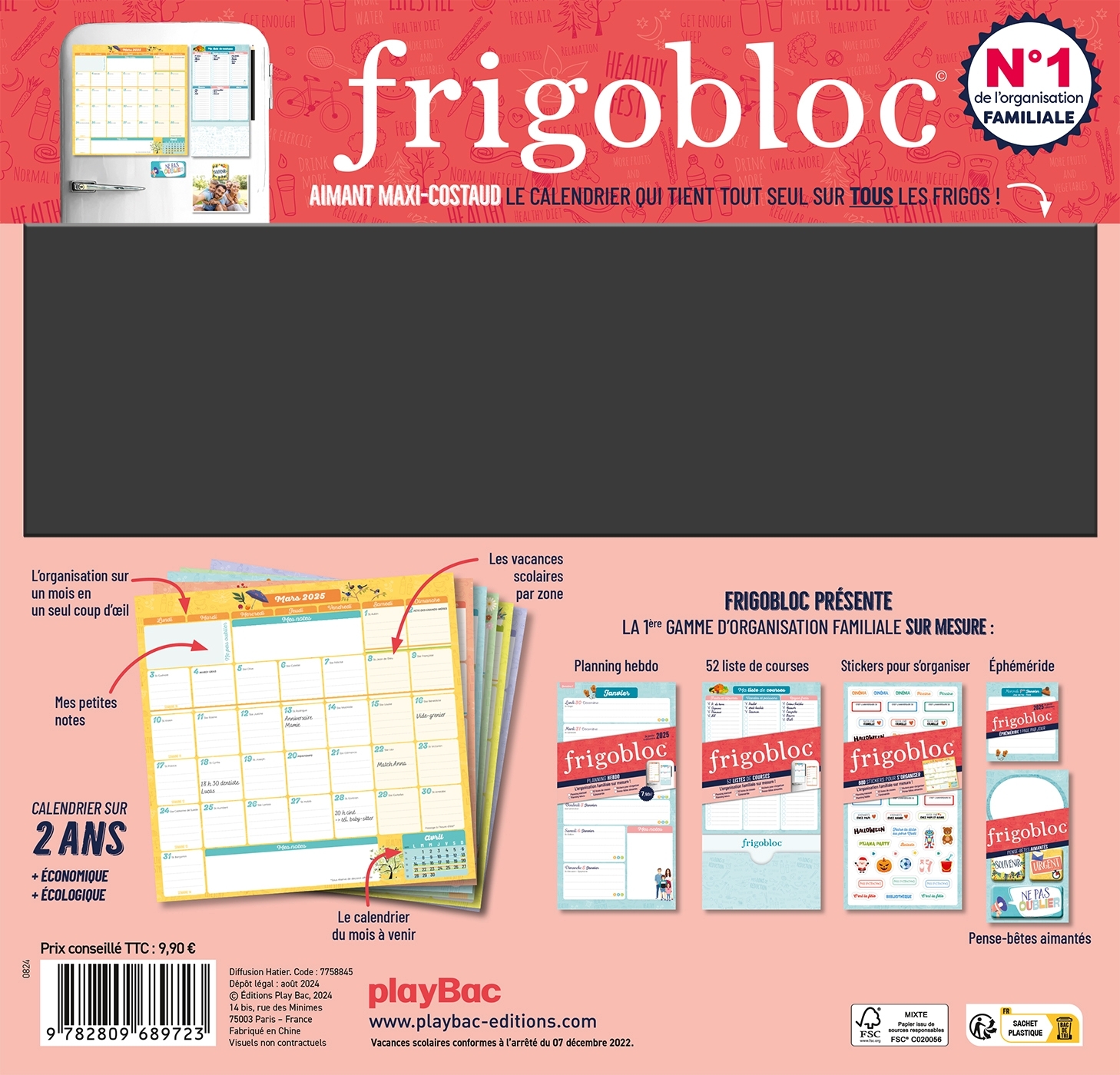 FRIGOBLOC - PLANNING MENSUEL 2 ANS (de janv. 2025 à déc 2026) -   - PLAY BAC