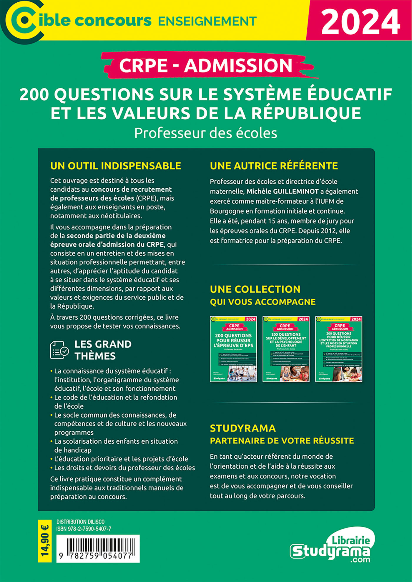 CRPE – Admission – 200 questions sur le système éducatif et les valeurs de la République - Michèle Guilleminot - STUDYRAMA