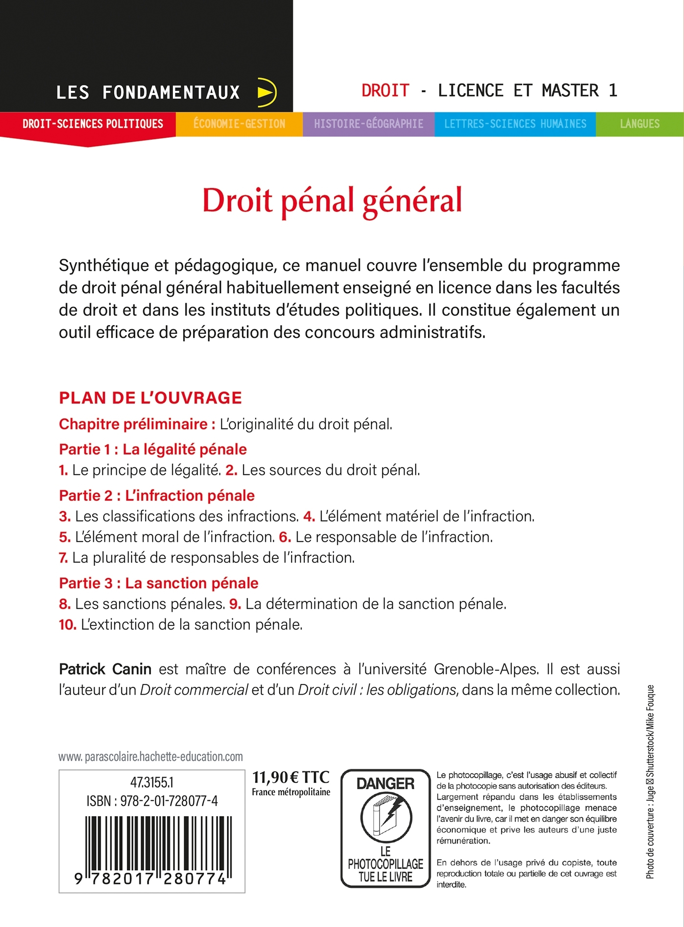 Fondamentaux - Droit pénal général 2025 - Patrick Canin - HACHETTE EDUC