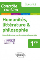 Specialite humanites litterature et philosophie 1ere nouveaux programmes