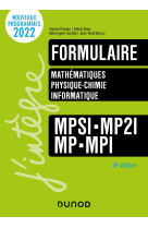 Formulaire mpsi-mp2i-mp-mpi - 8e ed.