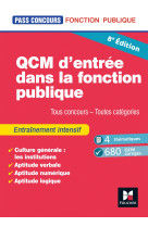 Pass-concours - qcm d-entree dans la fonction publique - revision et entrainement 8e edition