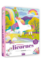 Coloriages fabuleuses licornes - pochette 6 feutres pailletes