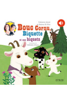 Bouc cornu, biquette et ses biquets