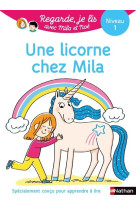 Regarde je lis ! histoire à lire tout seul - une licorne chez mila niv 1