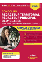 Concours rédacteur territorial et rédacteur principal 2e classe - catégorie b - annales corrigées