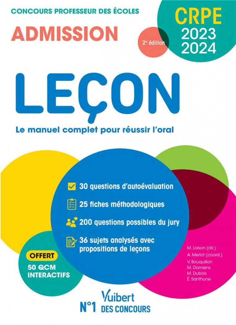 LECON EN FRANCAIS ET MATHS - CRPE 2023-2024 - EPREUVE ORALE D'ADMISSION - CONCOURS PROFESSEUR DES EC - BOUQUILLON-SADAUNE - VUIBERT