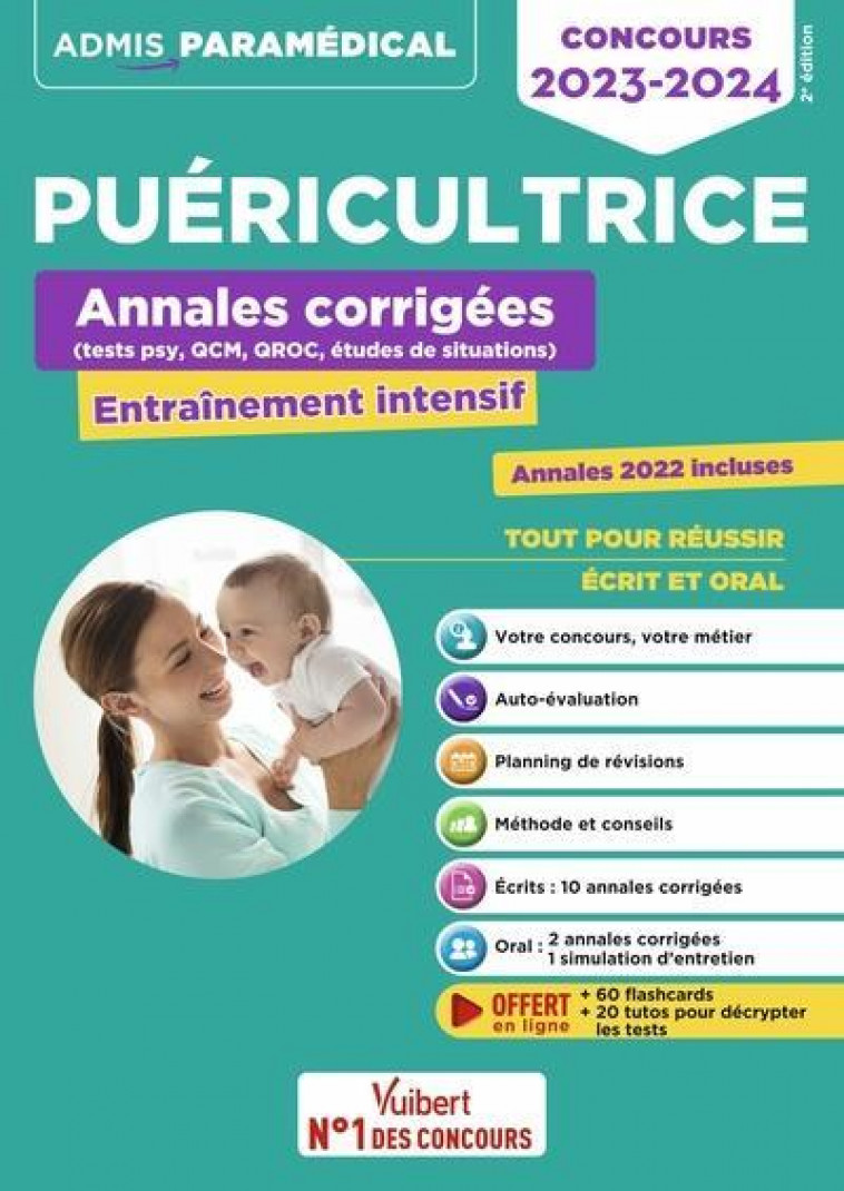 CONCOURS PUERICULTRICE - ANNALES CORRIGEES - SUJETS 2023 - ENTRAINEMENT INTENSIF - IFPDE - 2023-2024 - GUEGUEN/GUCEK - VUIBERT
