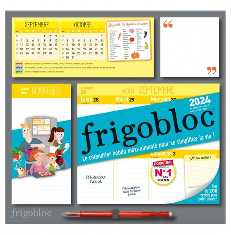 Frigobloc mensuel 2024 - Calendrier d'organisation familial
